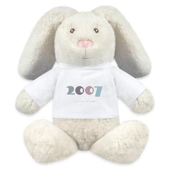 2007 Retro Year Design - Born 2007 Birthday Gift - MiniFeet® RecycelHase® Bunny Cream - white - Front