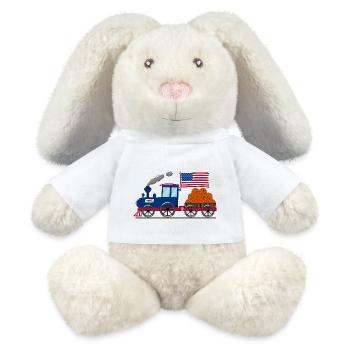 USA Flagge Basketball Eisenbahn - MiniFeet® RecycelHase® Creme - Weiß - Vorne