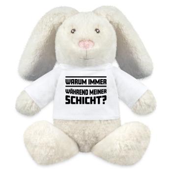 Warum immer während meiner Schicht? - MiniFeet® RecycelHase® Creme - Weiß - Vorne