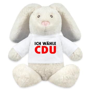 Ich wähle cdu - MiniFeet® RecycelHase® Creme - Weiß - Vorne