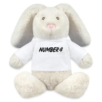 Number 4 - vier - vierter - vierte - 4 - Nummer 4 - MiniFeet® RecycelHase® Creme - Weiß - Vorne