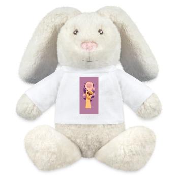 Poing féministe avec fleur violette. - Lapin en peluche recyclé MiniFeet® Crème - blanc - Devant