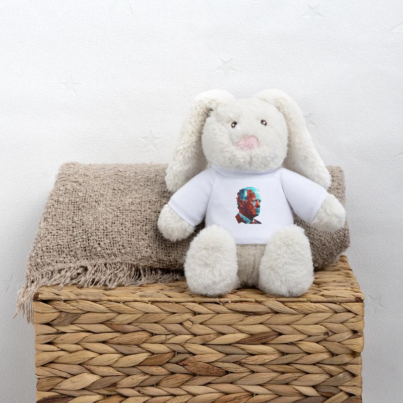 Joe Biden Low Polygon Red Blue Graphic Design Lapin en peluche recyclé MiniFeet® Crème