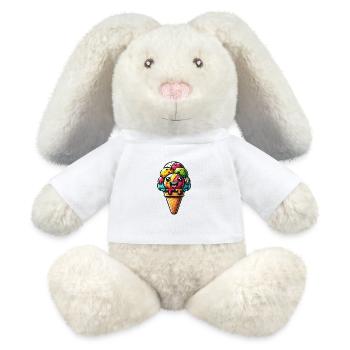Große bunte leckere lustige lachende Eistüte - MiniFeet® RecycelHase® Creme - Weiß - Vorne