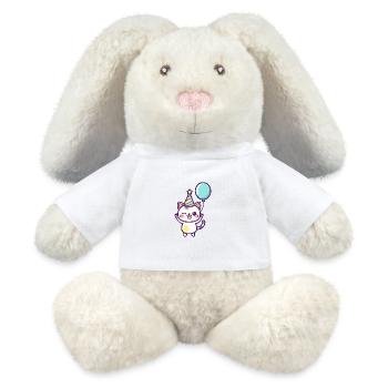 Cat Birthday Baby - MiniFeet® RecycelHase® Bunny Cream - white - Front