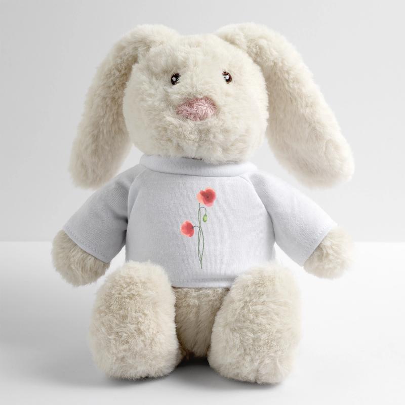 Fleur : coquelicot rouge Lapin en peluche recyclé MiniFeet® Crème