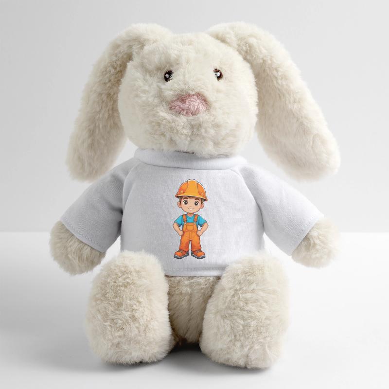 Constructeur Lapin en peluche recyclé MiniFeet® Crème