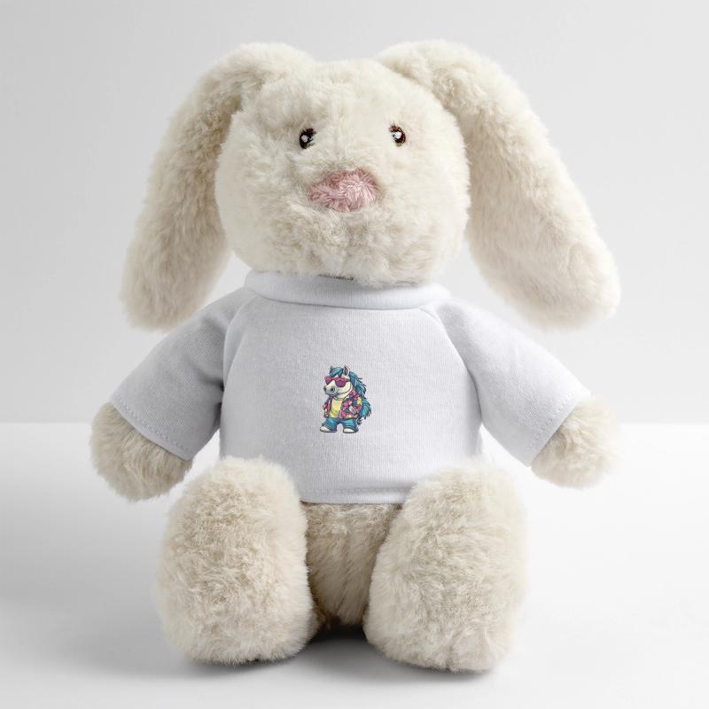 Vacances de bande dessinée de cheval Lapin en peluche recyclé MiniFeet® Crème