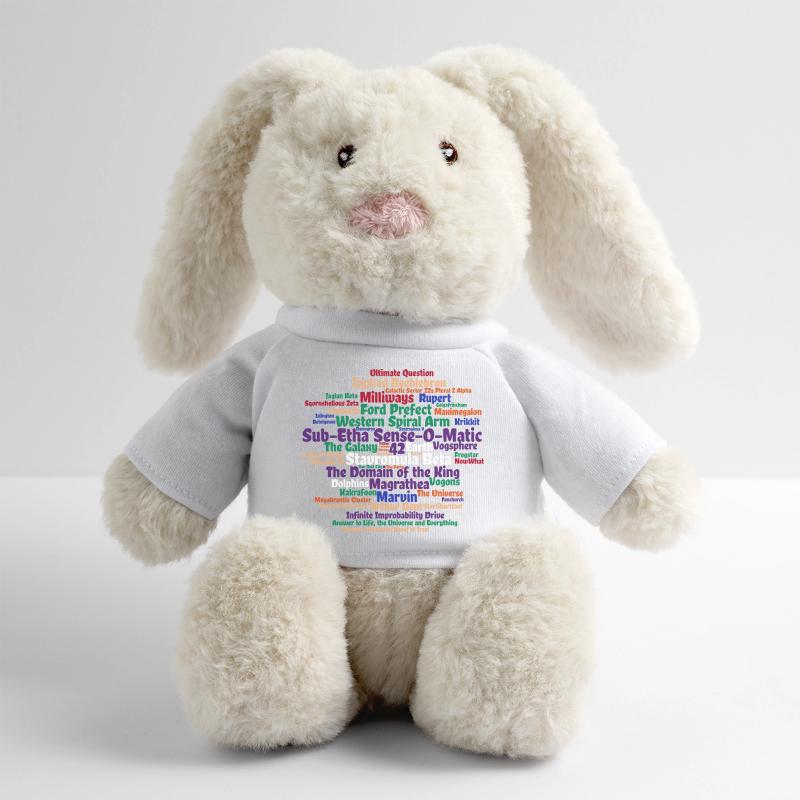Nuage de mots de science-fiction avec 42 Lapin en peluche recyclé MiniFeet® Crème