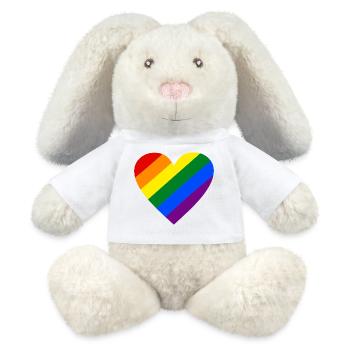 Regenbogen Herz - MiniFeet® RecycelHase® Creme - Weiß - Vorne