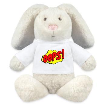 Cartoon Oops Comic Design - MiniFeet® RecycelHase® Bunny Cream - white - Front