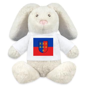 Siebenbürger-Wappen auf blaurotem Grund - MiniFeet® RecycelHase® Creme - Weiß - Vorne