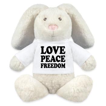Love peace freedom - Lapin en peluche recyclé MiniFeet® Crème - blanc - Devant