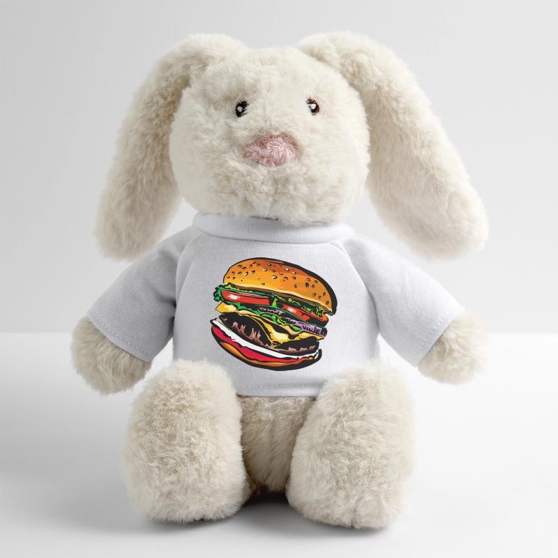 Burger Cheeseburger Restauration rapide Lapin en peluche recyclé MiniFeet® Crème