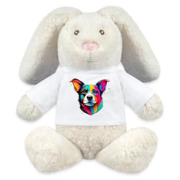 visage de chien coloré - Lapin en peluche recyclé MiniFeet® Crème - blanc - Devant