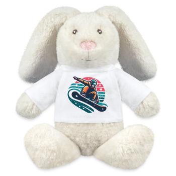 Dynamische Snowboarder-Bewegungsillustration - MiniFeet® RecycelHase® Creme - Weiß - Vorne