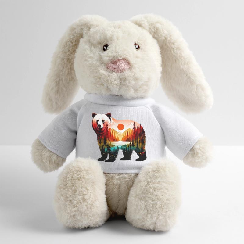 Decorated bear painted with forest landscape MiniFeet® RecycelHase® Bunny Cream
