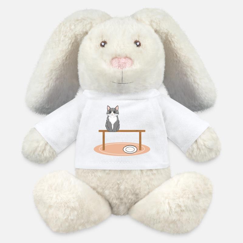 Cat on table - MiniFeet® RecycelHase® Bunny Cream - white