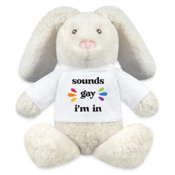 Mois de la fierté LGBT - Ça a l’air gay. Je suis partant - Lapin en peluche recyclé MiniFeet® Crème - blanc - Devant