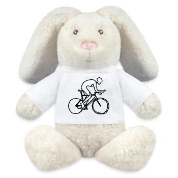 Dessin cycliste - Lapin en peluche recyclé MiniFeet® Crème - blanc - Devant