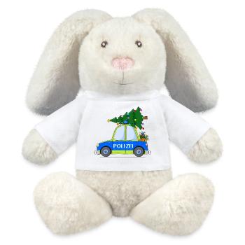 Polizeiauto Weihnachten Blau Gelb - MiniFeet® RecycelHase® Creme - Weiß - Vorne
