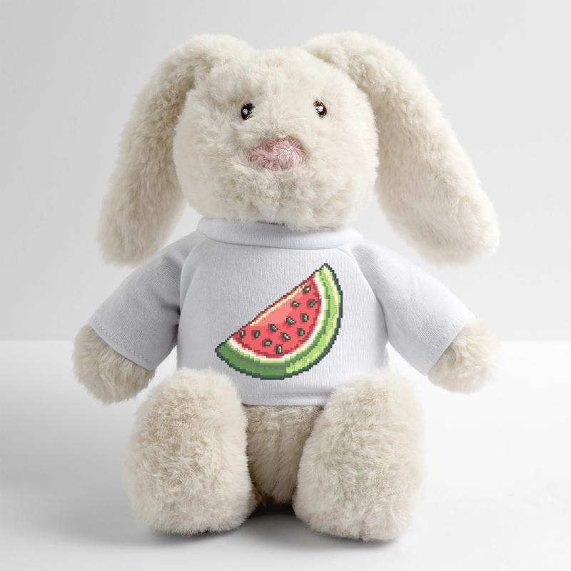 Tranche de pastèque pixel Lapin en peluche recyclé MiniFeet® Crème