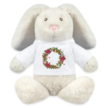 Couronne de Noël somptueusement décorée avec décoration - Lapin en peluche recyclé MiniFeet® Crème - blanc - Devant