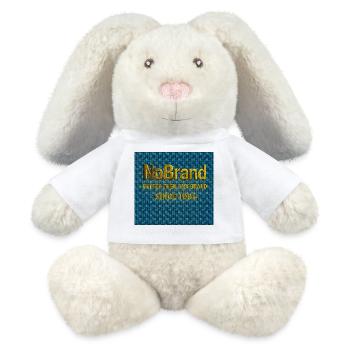 Texte NoBrand Gold sur denim - Lapin en peluche recyclé MiniFeet® Crème - blanc - Devant