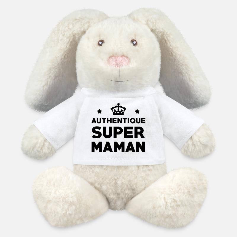 Authentische Super-Mama – Muttertag - MiniFeet® RecycelHase® Creme - Weiß