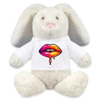 Dripping Neon Lips - MiniFeet® RecycelHase® Bunny Cream - white - Front
