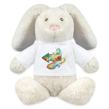 Tropischer Holzpfeil mit Farbenwellen - MiniFeet® RecycelHase® Creme - Weiß - Vorne