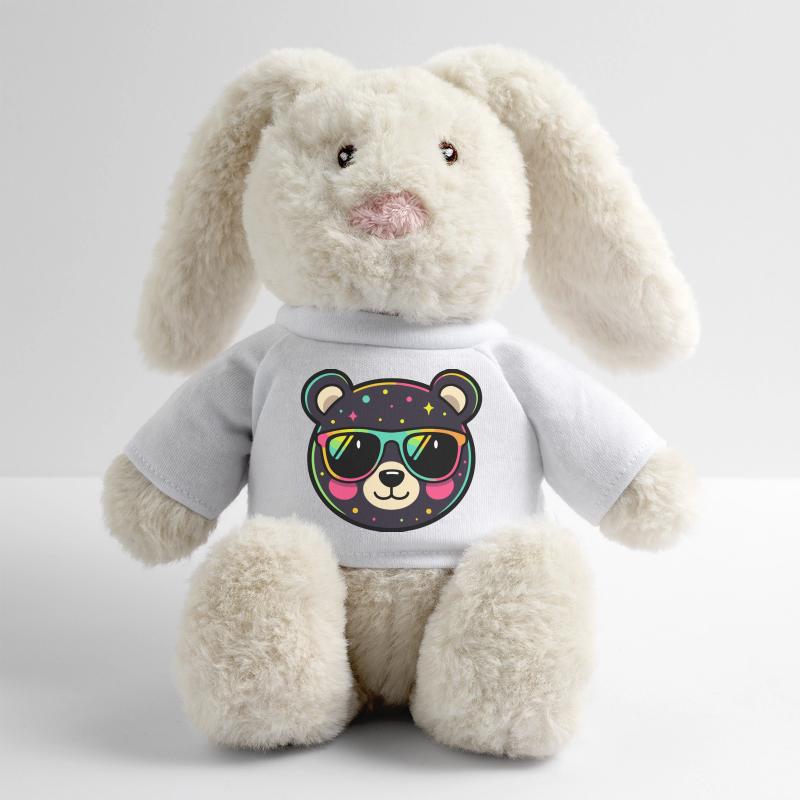 Polychromer Neon-Panda mit Brille MiniFeet® RecycelHase® Creme