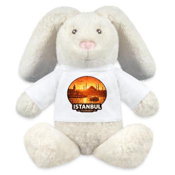 Istanbul Skyline Sunset - MiniFeet® RecycelHase® Bunny Cream - white - Front
