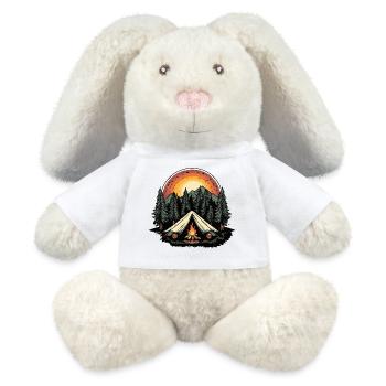 Tente de camping forêt - Lapin en peluche recyclé MiniFeet® Crème - blanc - Devant
