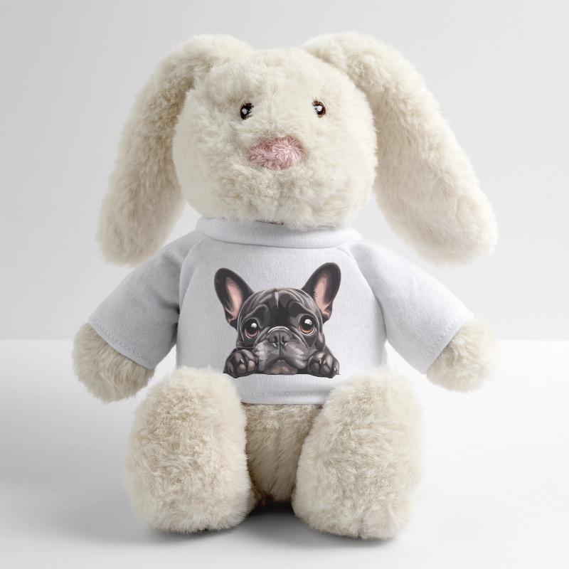 Graphique accrocheur de Buldog câlin Lapin en peluche recyclé MiniFeet® Crème