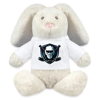 Blason du masque de hockey sur glace - Lapin en peluche recyclé MiniFeet® Crème - blanc - Devant