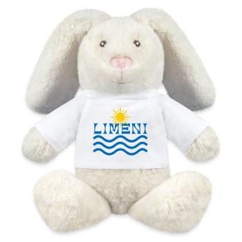 Lever de soleil de Limeni sur les vagues bleues - Lapin en peluche recyclé MiniFeet® Crème - blanc - Devant