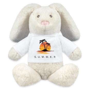 Sonnenuntergang Inselpalmen Silhouette Summer - MiniFeet® RecycelHase® Creme - Weiß - Vorne
