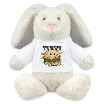 Yummy Hamburger Love - Buger - Brötchen - Fastfood - MiniFeet® RecycelHase® Creme - Weiß - Vorne