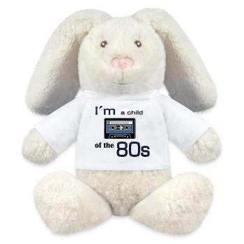 Je suis un enfant des années 80 - cassette - Lapin en peluche recyclé MiniFeet® Crème - blanc - Devant
