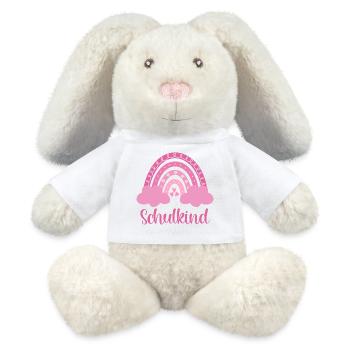 Schulkind Regenbogen - MiniFeet® RecycelHase® Creme - Weiß - Vorne