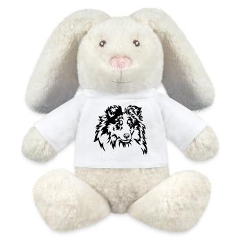 Sheltie Kopf - MiniFeet® RecycelHase® Creme - Weiß - Vorne
