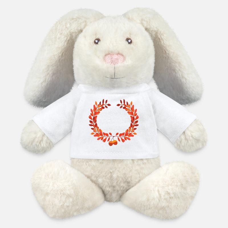 Herbstlaub Kranz mit Eicheln - MiniFeet® RecycelHase® Creme - Weiß