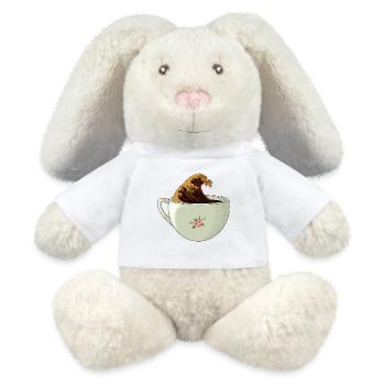 The Great Wave of Caffeine - MiniFeet® RecycelHase® Bunny Cream - white - Front