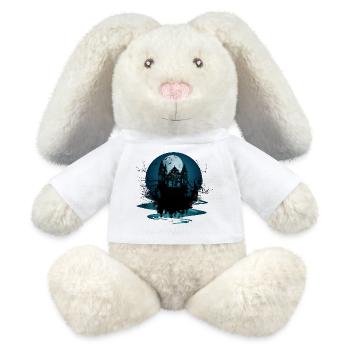 dark castle at night under full moon - MiniFeet® RecycelHase® Bunny Cream - white - Front