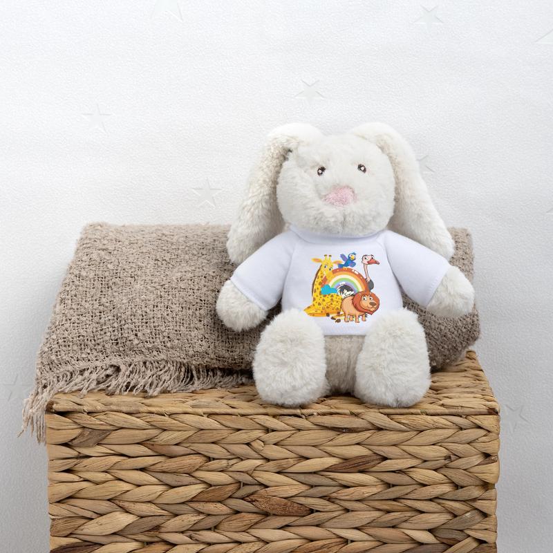 Rainbow Jungle Pals Illustration MiniFeet® RecycelHase® Bunny Cream