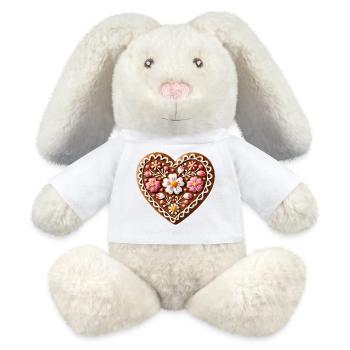 Cœur en pain d’épices : Tradition sucrée et amour combinés - Lapin en peluche recyclé MiniFeet® Crème - blanc - Devant