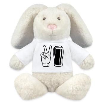 Commander de la bière - Lapin en peluche recyclé MiniFeet® Crème - blanc - Devant