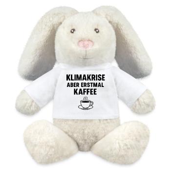 Climate crisis - but first coffee - MiniFeet® RecycelHase® Bunny Cream - white - Front