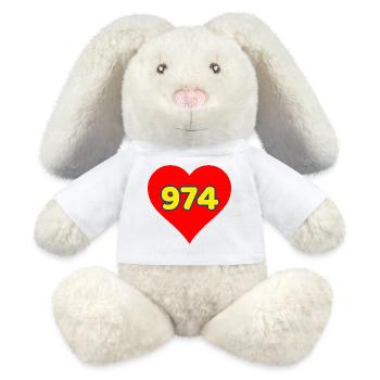 Coeur rouge 974 - Ile de la Réunion - Lapin en peluche recyclé MiniFeet® Crème - blanc - Devant
